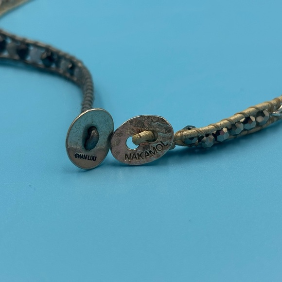 Boho Beaded Necklace, Designer Leather Jewelry, Modern Bohemian Choker - Picture 6 of 15